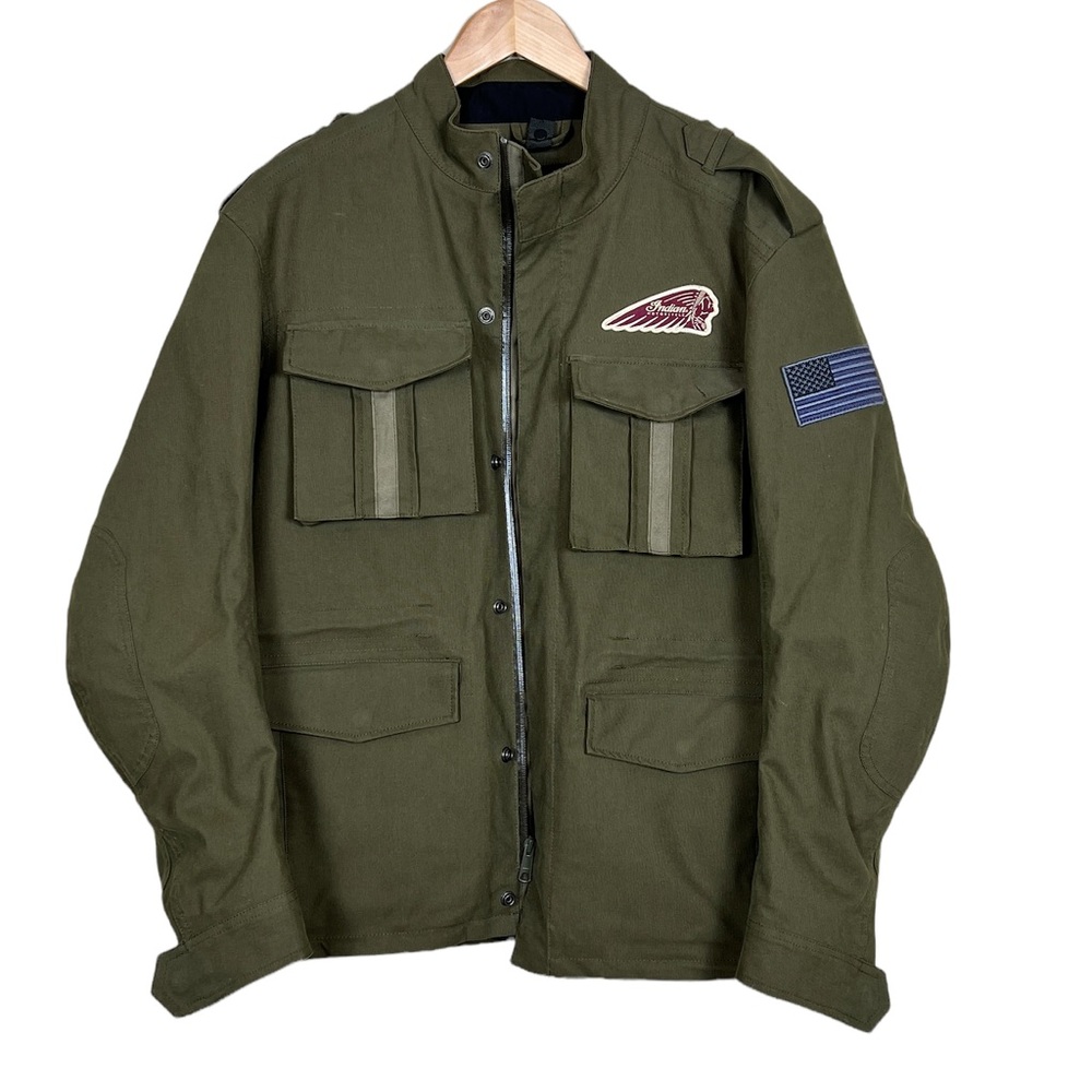 Army Green Indian Motorcycle riding jacket  removable armor.